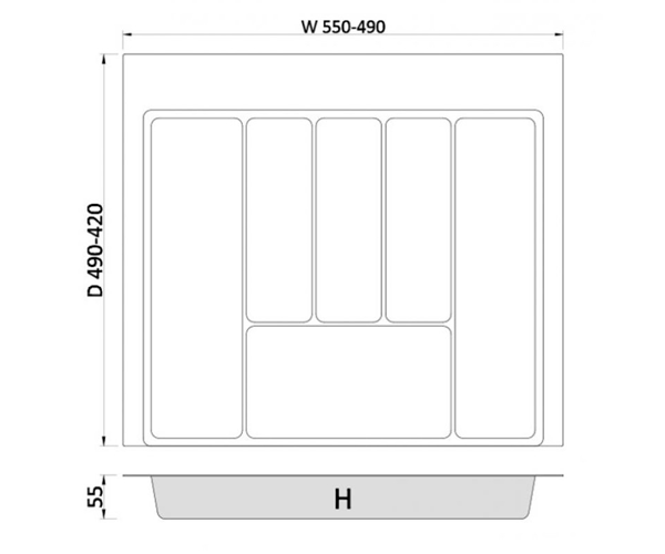 Вкладыш для столовых приборов Rejs MAX, 600, 422-490, Графит