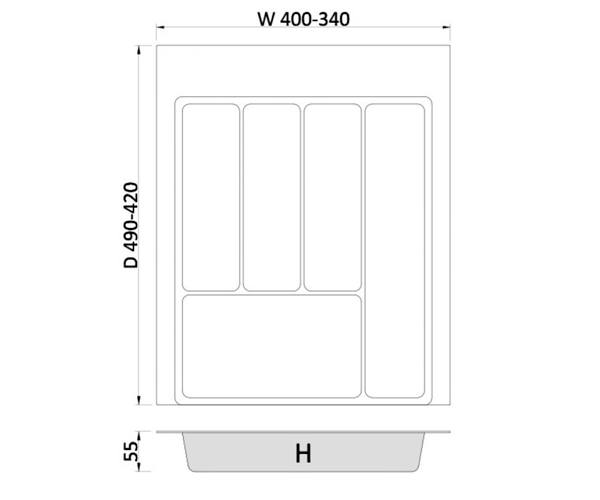 Вкладыш для столовых приборов Rejs MAX, 450, 422-490, Белый