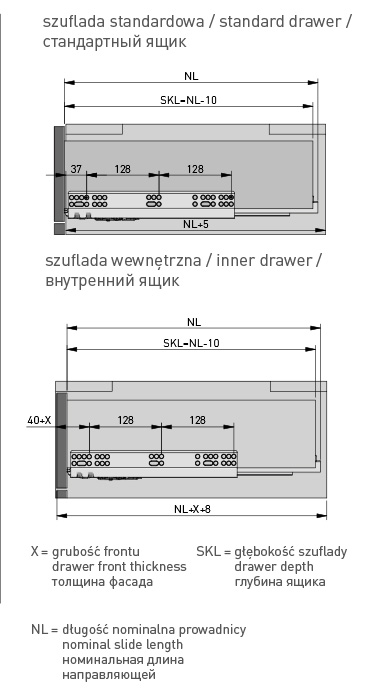 Направляющая скрытого монтажа Modern Slide Soft Move 2 в 1