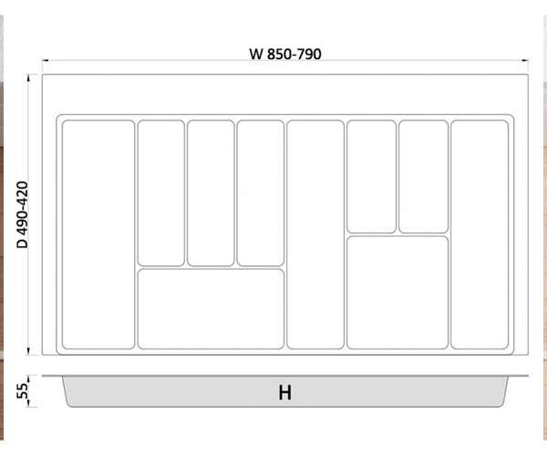 Вкладыш для столовых приборов Rejs MAX, 900, 422-490, Графит