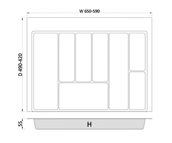 Вкладыш для столовых приборов Rejs MAX, 700, 422-490, Белый
